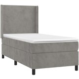 Box spring postelja z vzmetnico svetlo siva 90x200 cm žamet, (20790237) | Shoptok.si