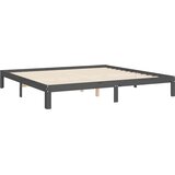  Okvir za krevet s uzglavljem sivi 200 x 200 cm od masivnog drva | shoptok.hr