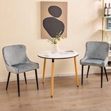  Komplet 2 stolca za blagovanje s naslonom i metalnim nogama, obložen stol, siva boja. | shoptok.hr