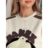 DStreet Bluza damska oversize z naszywkami CUTE MAKEX beżowa | shoptok.hr