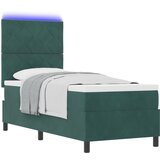 vidaXL Box spring postelja z vzmetnico in LED temno zelena 80x200 cm žamet, (22050708) | Shoptok.si