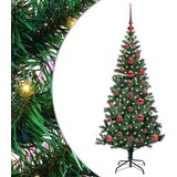 vidaXL Umjetna preddekorirana božićna jelka Zelena 120cm PVC in kovina | Shoptok.si