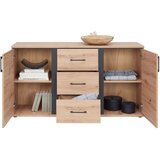 Mömax Široka Komoda Nature, Barva Hrasta, Črna | Shoptok.si
