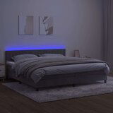  Box spring s madracem LED svjetlosivi 200x200 cm baršun | shoptok.hr