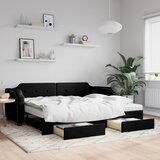  The Living Store Izvlečna dnevna postelja s predali črna 90x190 cm blago - Izvlečna Dnevna Postelja, (21450268) | Shoptok.si