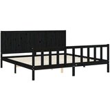  Za krevet s uzglavljem crni 200 x 200 cm od masivnog drva | shoptok.hr
