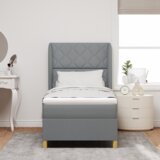 Box Spring Krevet s Madracem - Svjetlosiva - 90x200 cm Tkanina | shoptok.hr