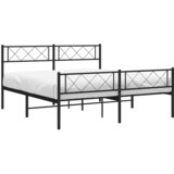  Metalni okvir kreveta uzglavlje i podnožje crni 135x190 cm | shoptok.hr