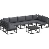  Sjedeća garnitura za vrt s jastukom 8 pcs Crna Aluminij | shoptok.hr