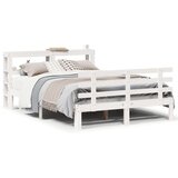 vidaXL Posteljni okvir z vzglavjem brez vzmetnice bel 140x200 cm | Shoptok.si