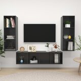 The Living Store Komplet TV omaric 3-delni visok sijaj siva iverna plošča - Komplet TV Omaric, (21374207) Cene