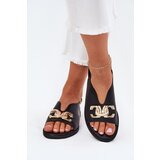 EVENTO Women's Flat Sandals With Golden Decoration Black Amelira | Shoptok.si
