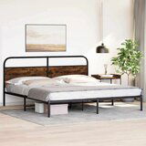 Metalni Kovinski posteljni okvir brez vzmetnice dimljen hrast 193x203cm, (21606960) | Shoptok.si