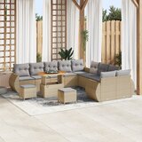 vidaXL 13-dijelni vrtni set sofa s jastučićima Bež Poli Ratan Akacija | shoptok.hr
