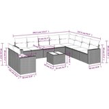  11-dijelni set vrtnih sofa od poliratana s jastucima crni | shoptok.hr