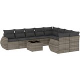 vidaXL 10-dijelni set vrtnih sofa od poliratana s jastucima sivi | shoptok.hr