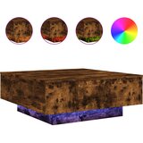  Stolić za kavu s LED svjetlima boja dimljenog hrasta 80x80x31cm | shoptok.hr