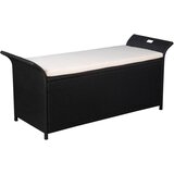 vidaXL Klop za shranjevanje z blazino 138 cm poli ratan črne barve | Shoptok.si