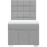 vidaXL Box spring postelja z vzmetnico svetlo siva 90x200 cm blago | Shoptok.si