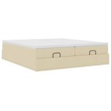 vidaXL Otomanski posteljni okvir z vzmetnicami krem 200x200 cm blago, (21611153) | Shoptok.si