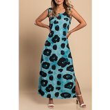 Fenzy Maxi Obleka Z Leopardjim Potiskom, Modra | Shoptok.si
