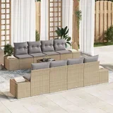 9-delni set vrtnih sofa z blazinami bež poli ratan, (22092865)
