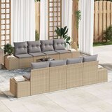 9 Dijelni Vrtni Sofa Set s Jastučićima Bež Poli Ratan | shoptok.hr