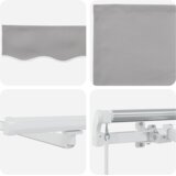 vidaXL Ručna uvlačiva tenda s LED svjetlima svjetlosiva 500x300 cm, Zamjensko platno za tenda 5x3 m okvir svjetlosiva | shoptok.hr