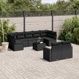 vidaXL 10-dijelni set vrtnih sofa s jastucima crni od poliratana | shoptok.hr