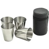 Set od 4 prijenosne čaše od nehrđajućeg čelika 30ml + vrećica