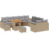  13-delna sedežna garnitura za vrt z blazinami, bež, poly rattan, akacija | Shoptok.si