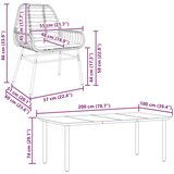  Vrtna garnitura - 9-dijelni vrtni blagovaonski set s jastucima crnog poliratana - Crna i tamno siva 200 x 100 x 74 cm 8 | shoptok.hr