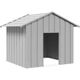 vidaXL Pasja hiša s streho 131x101x102 cm Pocinkano jeklo | Shoptok.si