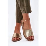 EVENTO Ladies Sandals On Flat Heel Eco Leather Golden Dereka | Shoptok.si