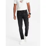 Ombre Spodnie męskie jeansowe SLIM FIT - czarne