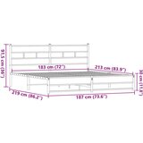 Metalni Kovinski posteljni okvir brez vzmetnice rjavi hrast 183x213 cm, (21607547) | Shoptok.si