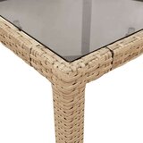 vidaXL Vrtni stol sa staklenom pločom bež 90x90x75 cm od poliratana | shoptok.hr