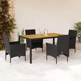  5-dijelni vrtni blagovaonski set s jastucima poliratan i bagrem Crna 150 x 90 x 75 cm | shoptok.hr