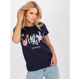 Fashion Hunters Navy t-shirt with a colorful print Cene
