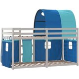  Krevet na kat sa zavjesama plavi 75x190 cm od masivne borovine | shoptok.hr