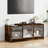 TV omarica s steklenimi vrati dimljeni hrast 102x37x42 cm | Shoptok.si