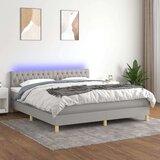  Box spring postelja z vzmetnico LED sv. siva 160x200 cm blago, (20789782) Cene