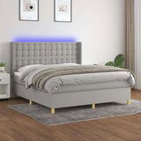  Krevet box spring s madracem LED svjetlosivi 160x200 cm tkanina | shoptok.hr