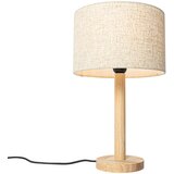 QAZQA Podeželska namizna svetilka les z lanenim senčnikom bež 25 cm - Mels | Shoptok.si