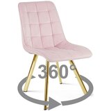  Okretna stolica CIEZA 360, svijetlo ružičasti baršun, zlatne metalne noge | shoptok.hr
