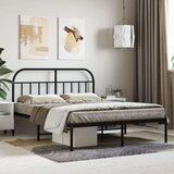 vidaXL Kovinski posteljni okvir z vzglavjem črn 135x190 cm | Shoptok.si