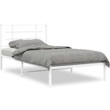 vidaXL Kovinski posteljni okvir z vzglavjem bel 100x190 cm | Shoptok.si
