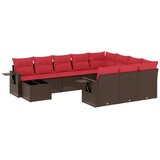 vidaXL 11-delni vrtni komplet sedežnih garnitur z blazinami rjav poli ratan, (5000293764) | Shoptok.si