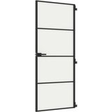 Sobna vrata tanka crna 83 x 201 5 cm kaljeno staklo i aluminij | shoptok.hr