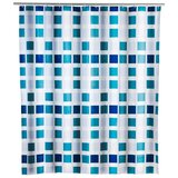 Wenko plava zavjesa za tuš ili kadu Mosaic, 180 x 200 cm | shoptok.hr